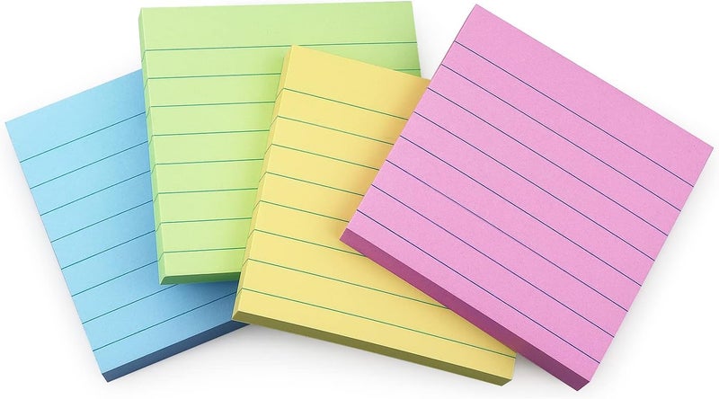 Eastern Wolf Lined Sticky Notes 3x3 Sticky Notes with Lines Self-Stick Notes Bright Color 4 Pads 90 Sheets/Pad (Pastel) - Image 3